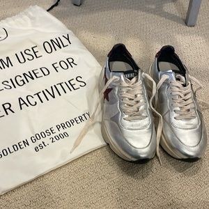 Ggbd golden goose deluxe brand running sneakers worn 1x sz 37 EUC silver shoes